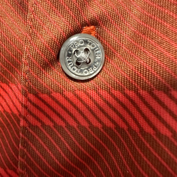 Men's Pro Tour Polo Shirt XXL Orange Red Short Sleeve Golf Casual - Picture 14 of 15